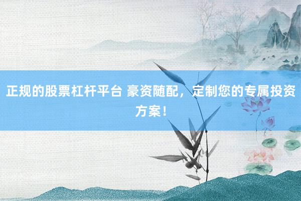 正规的股票杠杆平台 豪资随配，定制您的专属投资方案！