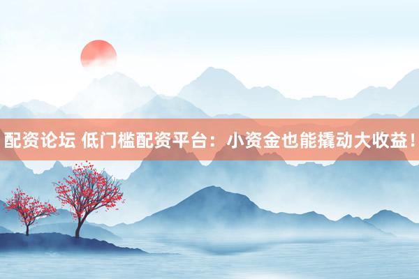 配资论坛 低门槛配资平台：小资金也能撬动大收益！