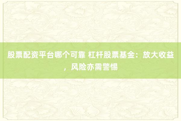 股票配资平台哪个可靠 杠杆股票基金：放大收益，风险亦需警惕