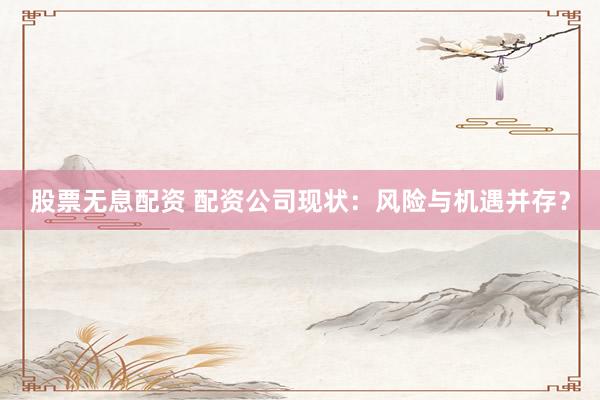 股票无息配资 配资公司现状：风险与机遇并存？