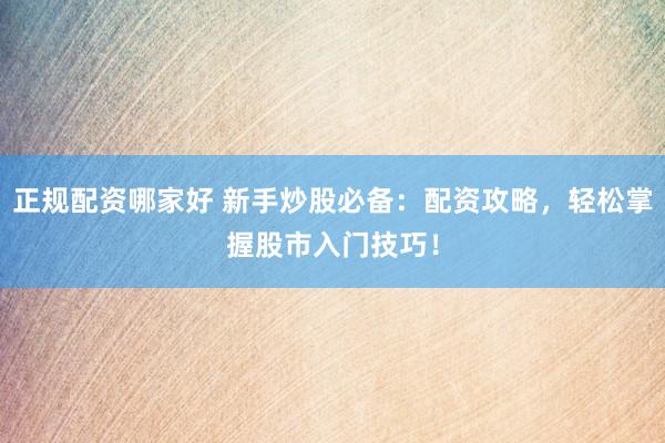 正规配资哪家好 新手炒股必备：配资攻略，轻松掌握股市入门技巧！