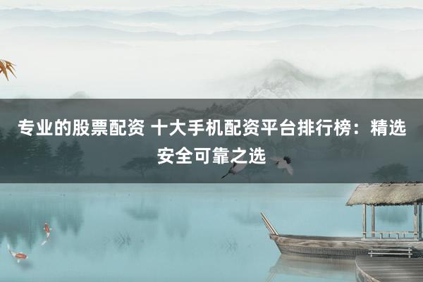 专业的股票配资 十大手机配资平台排行榜：精选安全可靠之选