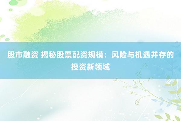 股市融资 揭秘股票配资规模:风险与机遇并存的投资新领域