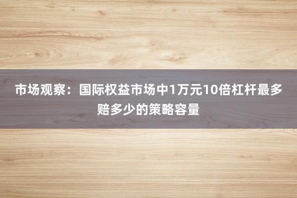 市场观察:国际权益市场中1万元10倍杠杆最多赔多少的策略容量