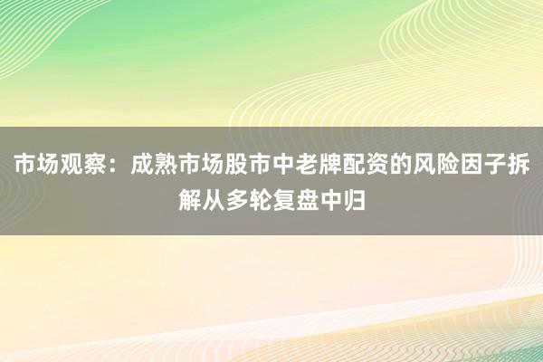 市场观察：成熟市场股市中老牌配资的风险因子拆解从多轮复盘中归