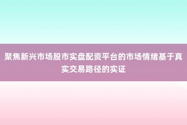 聚焦新兴市场股市实盘配资平台的市场情绪基于真实交易路径的实证